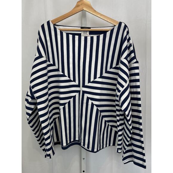 J.CREW x CHRISTOPHER JOHN ROGERS Mariner Cloth Boatneck Top Striped Navy 3X Plus - Picture 11 of 11